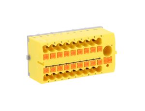 Blok rozdzielczy PTFIX 6/18X2,5-NS35 YE, żółte złącze przemysłowe - 18 punktów przyłączeniowych o przekroju 2,5mm2