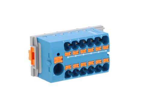 Blok rozdzielczy PTFIX 10/12X4-NS35 BU, niebieskie złącze przemysłowe - 12 punktów przyłączeniowych o przekroju 4mm2