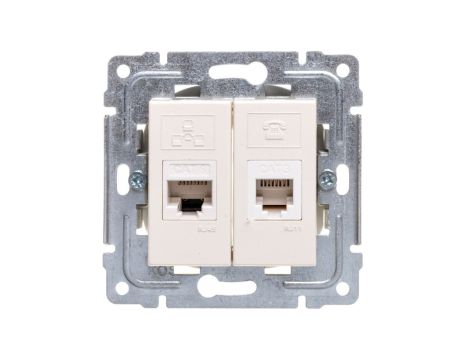 DANTE Gniazdo teleinformatyczne RJ45 kat.5e nieekranowane + RJ11 krem 450369