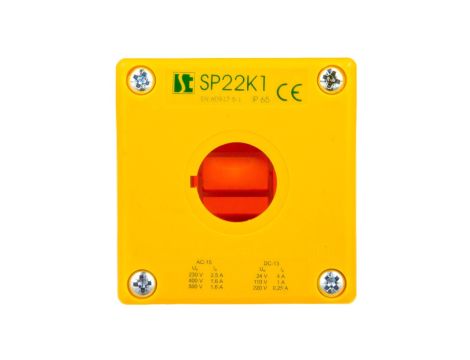 Obudowa kasety 1-otworowa 22mm żółta IP65 SP22K1\00Ż