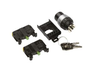 Przełącznik 3 połóżeniowy klucz 22mm czarny 2Z bez samopowrotu ST22-SAAA-20.