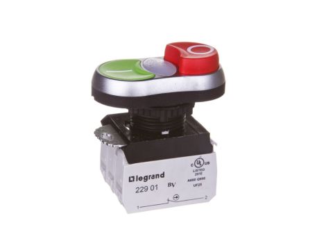 Przycisk sterowniczy podwójny 22mm czerwony/zielony 1Z 1R z samopowrotem z podświetleniem 023767