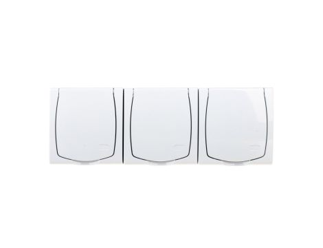 MADERA Gniazdo hermetyczne potrójne z/u Schuko IP44 klapka biała GNH-3NS/00/w