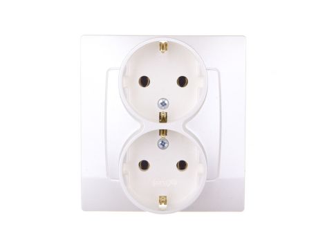KARO Gniazdo podwůjne z/u Schuko ecru per?owy GP-2SS/42