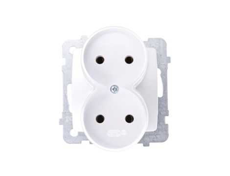 KARO Gniazdo podwójne b/u srebrny perłowy GP-2SR/m/43