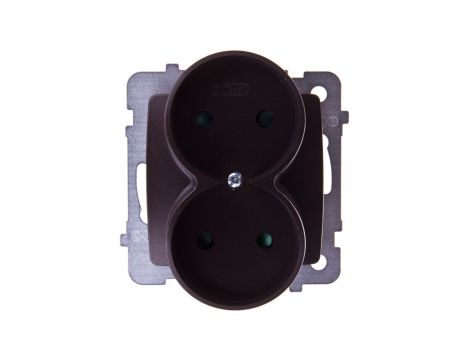 KARO Gniazdo podwójne b/u z przesłonami czekoladowy metalik GP-2SRP/m/40