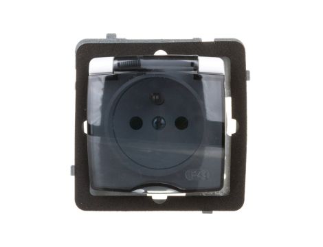 KARO Gniazdo bryzgoszczelne z/u IP44 z przesłonami klapka przezroczysta białe GPH-1SZP/m/00/d