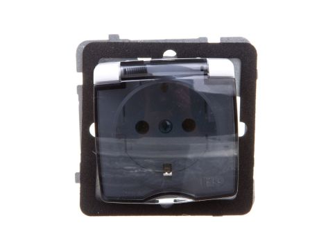 KARO Gniazdo bryzgoszczelne z/u Schuko IP44 klapka przezroczysta białe GPH-1SS/m/00/d