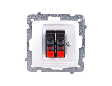 KARO Gniazdo głośnikowe podwójne srebrny perłowy GG-2S/m/43