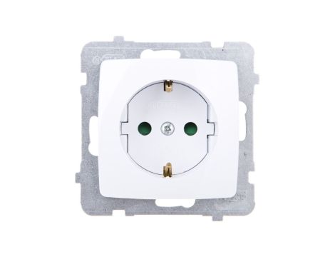 KARO Gniazdo pojedyncze z/u Schuko z przesłonami białe GP-1SSP/m/00
