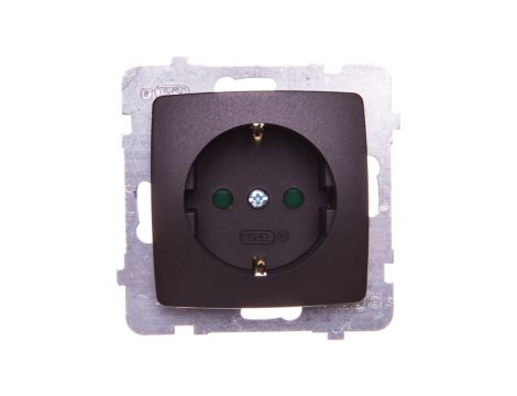 KARO Gniazdo pojedyncze z/u Schuko z przesłonami czekoladowy metalik GP-1SSP/m/40