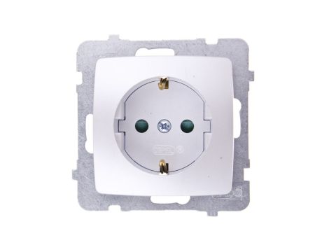 KARO Gniazdo pojedyncze z/u Schuko z przesłonami srebrny perłowy GP-1SSP/m/43