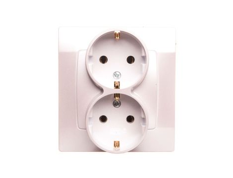 KARO Gniazdo podwójne z/u Schuko srebrny perłowy GP-2SS/43