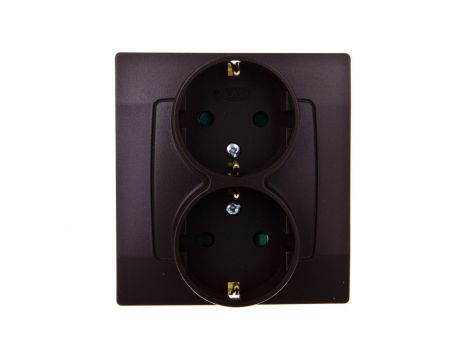 KARO Gniazdo podwójne z/u Schuko z przesłonami czekoladowy metalik GP-2SSP/40