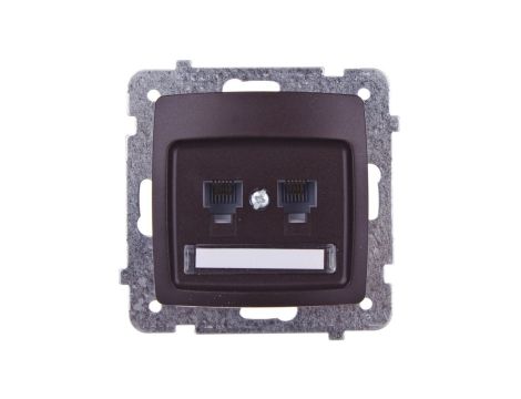 KARO Gniazdo telefoniczne podwójne RJ11 niezależne czekoladowy metalik GPT-2SN/m/40