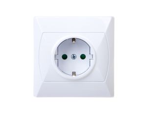AKCENT Gniazdo pojedyncze z/u Schuko z przesłonami białe GP-1ASP/00