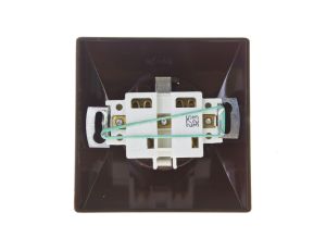 AKCENT Gniazdo pojedyncze z/u Schuko z przesłonami brązowe GP-1ASP/24