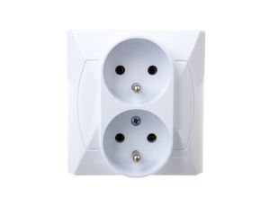 AKCENT Gniazdo podwójne z/u z niezamiennością faz białe GP-2AC/00