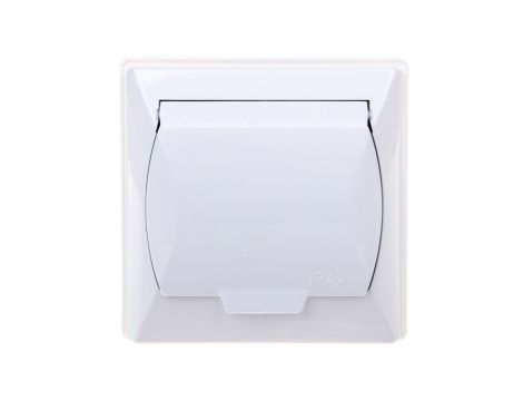 AKCENT Gniazdo bryzgoszczelne z/u Schuko IP44 klapka biała GPH-1AS/00/w