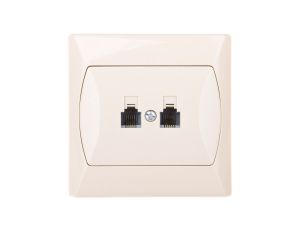 AKCENT Gniazdo telefoniczne podwójne RJ11 niezależne beżowe GPT-2AN/01