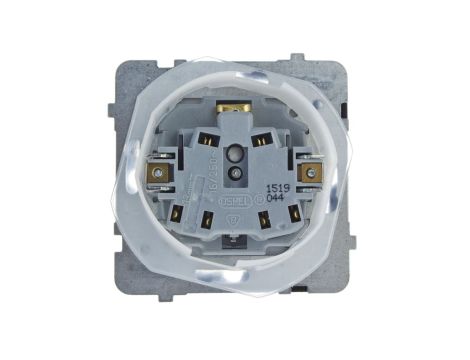 KARO Gniazdo bryzgoszczelne z/u IP44 z przesłonami klapka przezroczysta srebrny perłowy GPH-1SZP/m/43/d