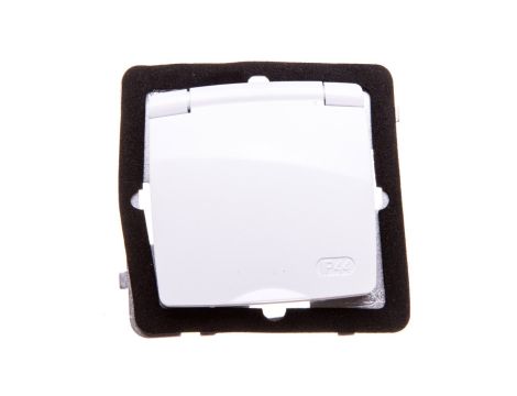 KARO Gniazdo bryzgoszczelne z/u Schuko IP44 klapka biała GPH-1SS/m/00/w