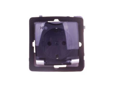 KARO Gniazdo bryzgoszczelne z/u Schuko IP44 klapka przezroczysta srebrny perłowy GPH-1SS/m/43/d