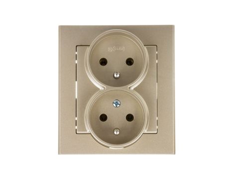 SONATA Gniazdo podwójne z/u z niezmiennością faz szampański złoty GP-2RC/39