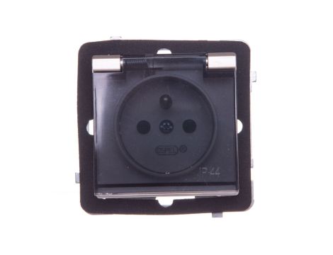 SONATA Gniazdo bryzgoszczelne z/u IP44 z przesłonami klapka przezroczysta szampański złotyGPH-1RZP/m/39/d