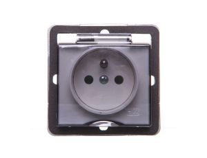 IMPRESJA Gniazdo bryzgoszczelne z/u IP44 z przesłonami klapka przezroczysta ecrue GPH-1YZP/m/27/d