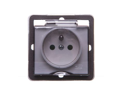 IMPRESJA Gniazdo bryzgoszczelne z/u IP44 z przesłonami klapka przezroczysta ecrue GPH-1YZP/m/27/d