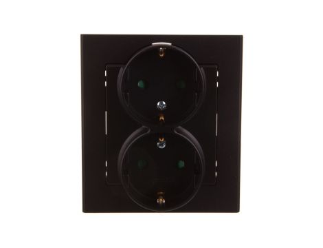 SONATA Gniazdo podwójne z/u Schuko z przesłonami czarny metalik GP-2RSP/33