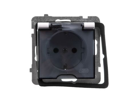 AS Gniazdo bryzgoszczelne z/u Schuko IP44 klapka przezroczysta białe GPH-1GS/m/00/d