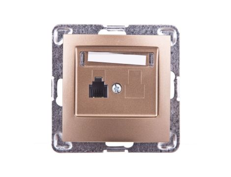 IMPRESJA Gniazdo telefoniczne pojedyncze RJ11 złoty metalik GPT-1Y/m/28