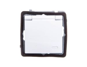 AS Gniazdo bryzgoszczelne z/u IP44 z przesłonami klapka biała GPH-1GZP/m/00/w