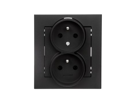 SONATA Gniazdo podwójne z/u z niezmiennością faz czarny metalik GP-2RC/33