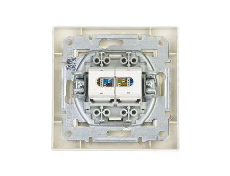 Gniazdo komputerowe Asfora podwójne 2x45RJ kat.6 kremowe z ramką EPH4800123