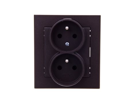 SONATA Gniazdo podwójne z/u z niezmiennością faz czekoladowy metalik GP-2RC/40