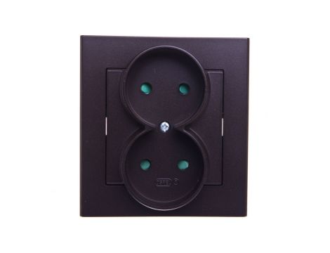 SONATA Gniazdo podwójne b/u z przesłonami czekoladowy metalik GP-2RP/40