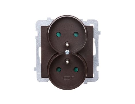 SONATA Gniazdo podwójne z/u z przesłonami czekoladowy metalik GP-2RRZP/m/40