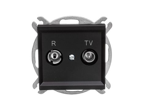 SONATA Gniazdo antenowe RTV przelotowe 16dB czarny metalik GPA-16RP/m/33