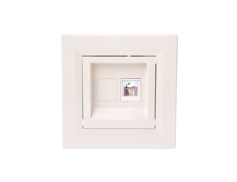Gniazdo telefoniczne Asfora pojedyncze RJ11 kremowe z ramką EPH4100123