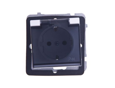 SONATA Gniazdo bryzgoszczelne z/u Schuko IP44 klapka przezroczysta białe GPH-1RS/m/00/d
