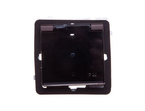 SONATA Gniazdo bryzgoszczelne z/u Schuko IP44 z przesłonami klapka przezroczysta czekoladowy metalikGPH-1RSP/m/40/d