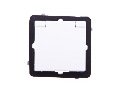 SONATA Gniazdo bryzgoszczelne z/u IP44 z przesłonami klapka biała GPH-1RZP/m/00/w