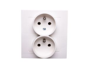 AS Gniazdo podwójne z/u z niezamiennością faz ecru GP-2GC/27