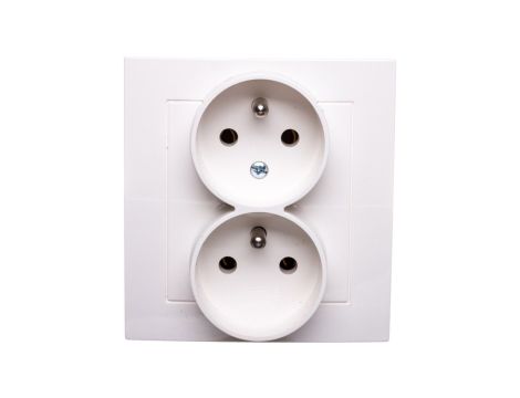 AS Gniazdo podwójne z/u z niezamiennością faz ecru GP-2GC/27