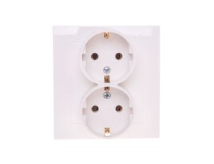AS Gniazdo podwójne z/u Schuko ecru GP-2GS/27