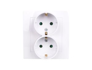 AS Gniazdo podwójne z/u Schuko z przesłonami białe GP-2GSP/00