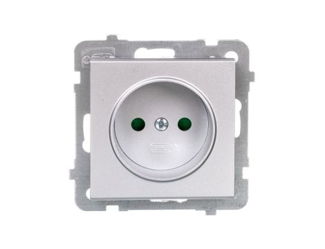 SONATA Gniazdo pojedyncze b/u z przesłonami srebro mat GP-1RP/m/38